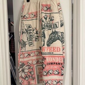 Magnolia 100% Cotton Graphic Wide Leg Pants flour sack